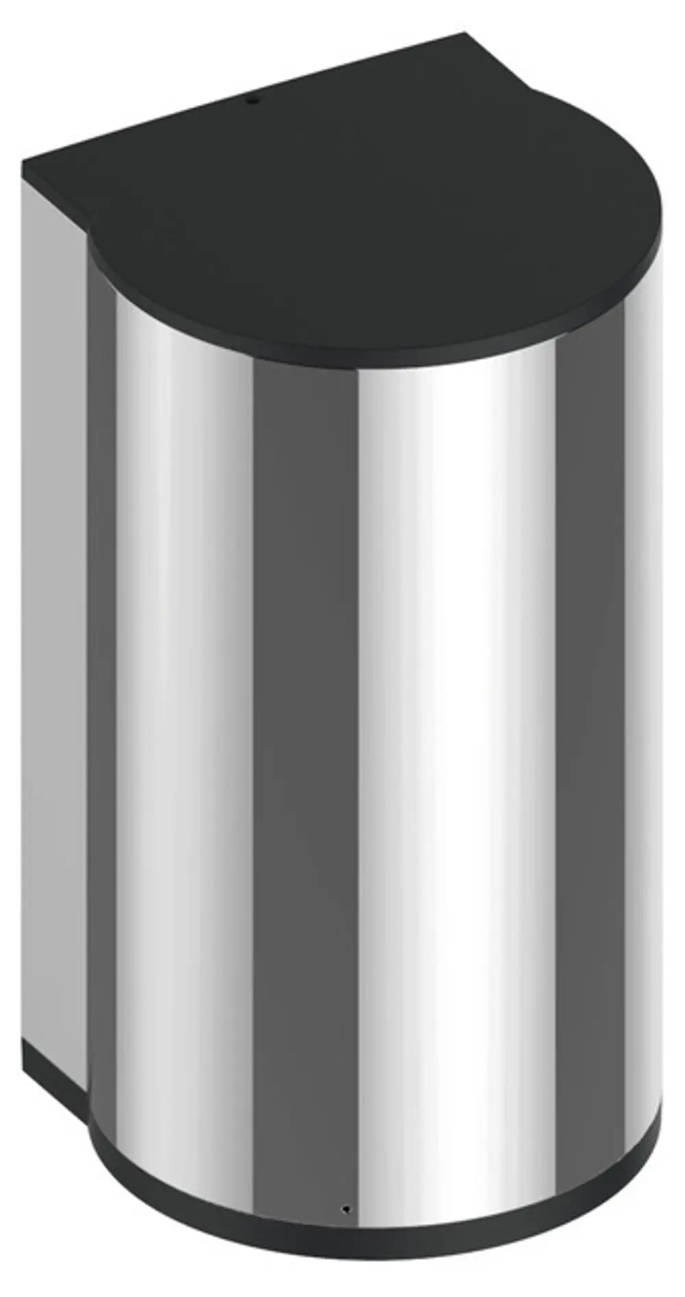 Wandmontierter Desinfektionsmittelspender von Keuco mit Sensor und Batterie. Edelstahl/Oberfläche in Anthrazit, zylindrische Form.